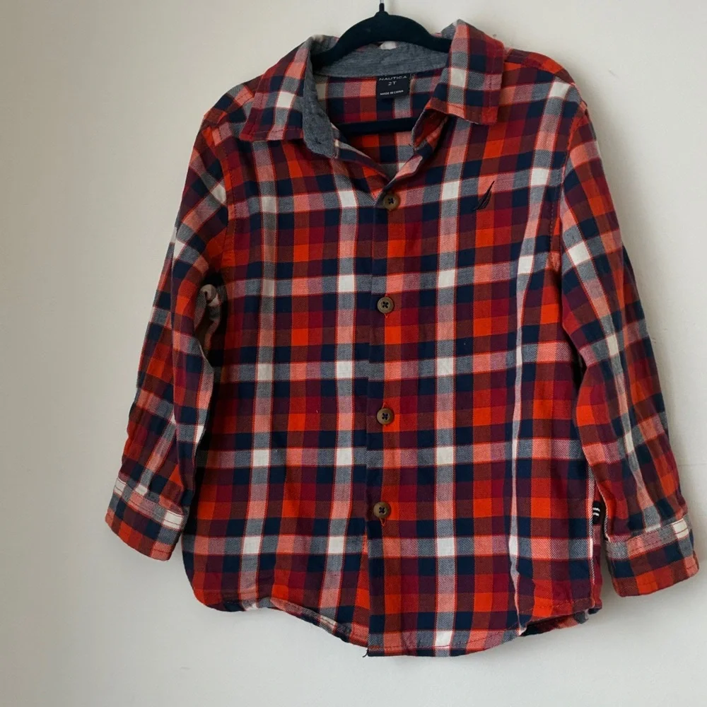 Nautica Red and Blue Cabin Core Plaid Shirt Size 2T New Without Tags